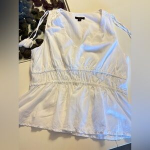 J. Crew Ivory Sleeveless Blouse with Tie Details